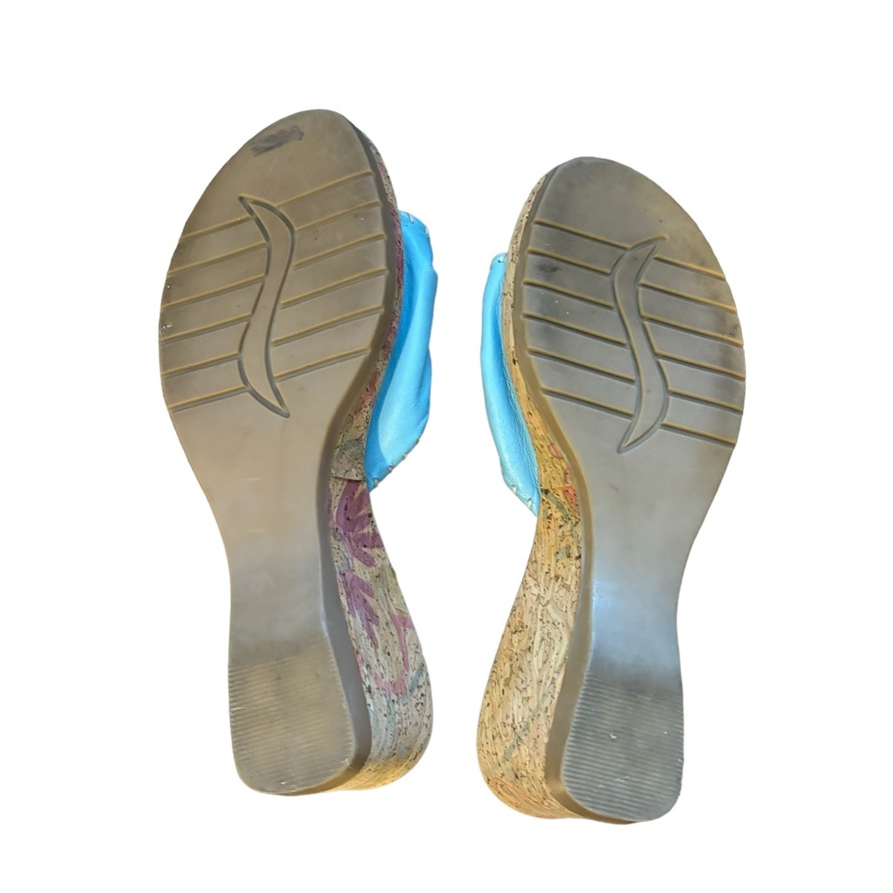Avellini‎ Italian Light Blue Knot Wedge Sandals - Picture 6 of 7